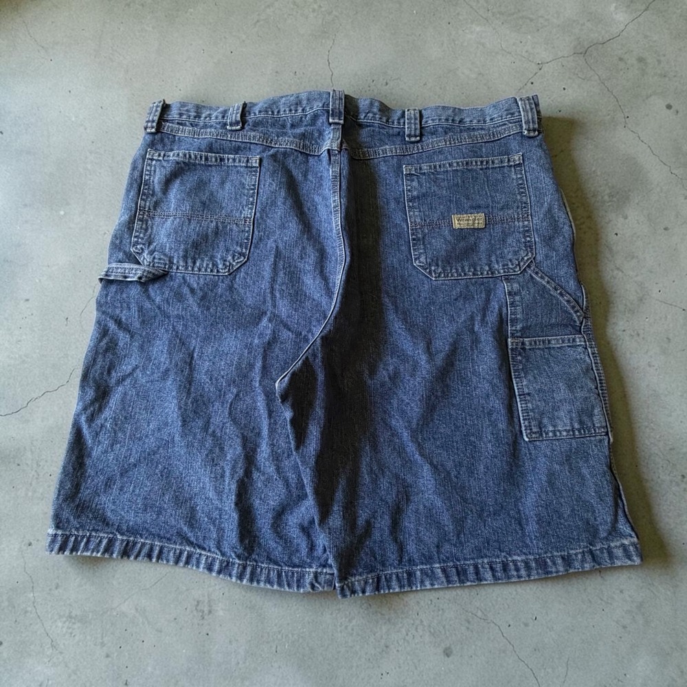 y2k Wrangler Mens Carpenter Denim Shorts Blue Medium Wash Workwear 38 baggy